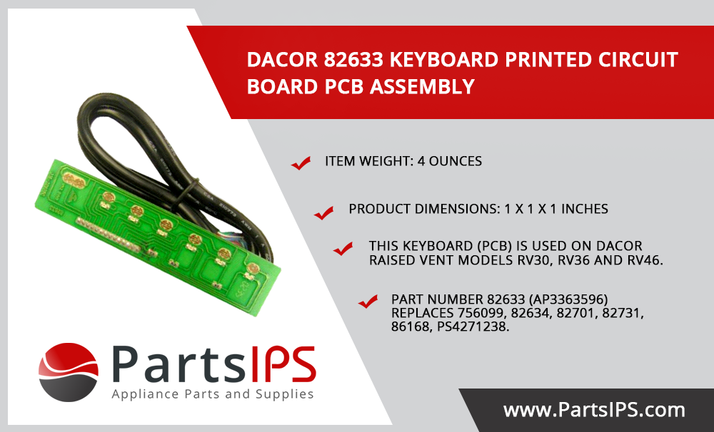 Dacor 82633 Keyboard Printed Circuit Board Pcb Assembly